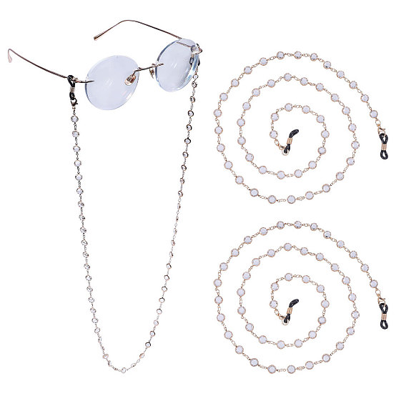 Цепочки со стразами и бусинами из сплава для очков на шею, цепочки для очков с резиновыми петлями на концах