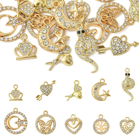 10 стили сплава хрустальные подвески со стразами, смешанные шпильки