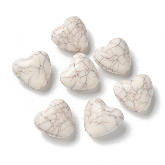 Акриловые бусины, имитация бирюзовый бисер, сердце