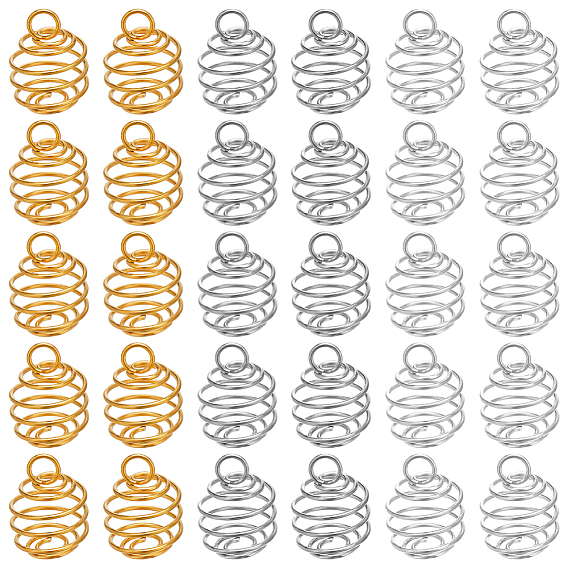 108 шт. 3 цвета нержавеющая сталь спиральные бусины клетка подвески, подвески с полыми весенними шариками