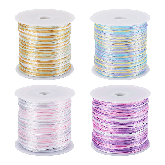 4 рулоны 4 цвета сегмент окрашенный нейлоновый шнур, гремучий атласный шнур, для изготовления ювелирных изделий DIY, Китайский узел
