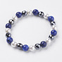 Synthetic Hematite Beads Stretch Bracelets, with Gemstone and Shell Beads