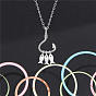 SHEGRACE 925 Sterling Silver Pendant Necklaces, with Epoxy Resin and Cable Chains, Fishhook with Fish