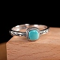 Искусственная бирюза с 925 кольцами из стерлингового серебра, античное серебро