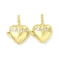 Brass Micro Pave Clear Cubic Zirconia Locket Pendants, Heart with Word MAMA Charms