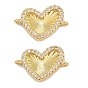 Шармы-соединители из латуни с паве из кубического циркония, сердечные ссылки, без свинца и без кадмия, долговечный, реальный 18 k позолоченный, стойки покрытие