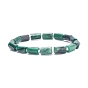 Natural Emerald Column Beaded Stretch Bracelet, Gemstone Jewelry for Women