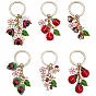 6 шт. эмалевые брелки из сплава божьей коровки, с железными кольцами