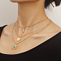 Stylish Multi-layer Necklace with Heart Pendant and Evil Eye Charm - Fashionable Statement Jewelry for Sweaters