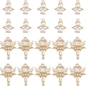 20 шт. 2 подвески из латуни с микропаве из прозрачного кубического циркония, долговечный, без кадмия и без свинца, разнообразные