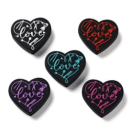 Food Grade Heart with Word Love Silicone Focal Beads, for Beadable Pens DIY Nursing Necklaces Making
