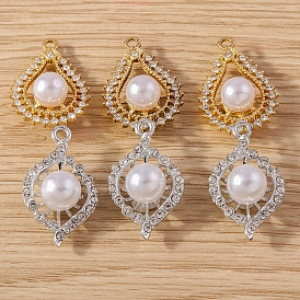 Alloy Rhinestone Pendants, with ABS Plastic Beads, Teardrop