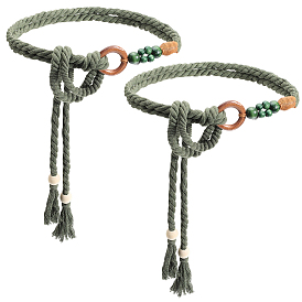 2шт. хлопковые плетеные пояса-цепочки ручной работы для женщин и дам.