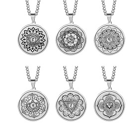 Stainless Steel Chakra Pendant Necklace for Women, Stainless Steel Color