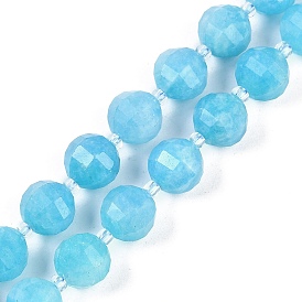 Natural Amazonite Beads Strands, Faceted, Lantern, with Seed Beads