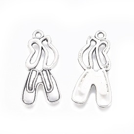 Тибетский стиль сплава танцевальная обувь подвески, без кадмия и без свинца, 29x13x1.5 мм, отверстие : 2 мм