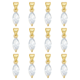 12Шармы из латуни с кубическим цирконием, без кадмия и без свинца, реальный 18 k позолоченный, долговечный, очарование листа