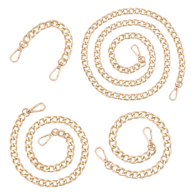 8 Strand 4 Style Bag Strap Chains, with Aluminum Curb Link Chains and Alloy Swivel Clasps