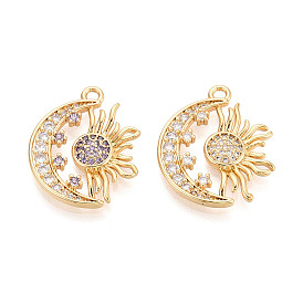 Кулон из циркония, луна и солнце, без никеля , реальный 18 k позолоченный