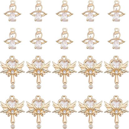 20 шт. 2 подвески из латуни с микропаве из прозрачного кубического циркония, долговечный, без кадмия и без свинца, разнообразные