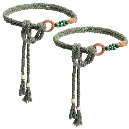 2шт. хлопковые плетеные пояса-цепочки ручной работы для женщин и дам.