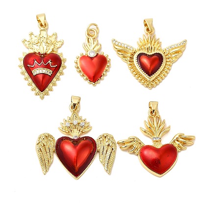 Латунные микро проложить кубического циркония подвески, без кадмия, без никеля и без свинца, Эмаль стиле, святое сердце