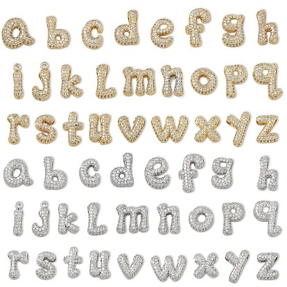 Латунные микропаве прозрачные подвески с фианитом, подвески в виде букв, стойки покрытие, долговечный, без кадмия и без свинца, платина/настоящее золото 18k