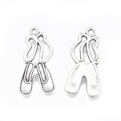 Тибетский стиль сплава танцевальная обувь подвески, без кадмия и без свинца, 29x13x1.5 мм, отверстие : 2 мм