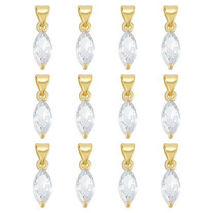 12Шармы из латуни с кубическим цирконием, без кадмия и без свинца, реальный 18 k позолоченный, долговечный, очарование листа