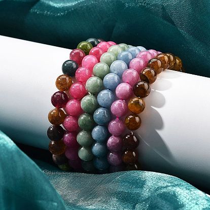 Браслеты из натурального окрашенного и нагретого халцедона с бусинами для женщин и мужчин
