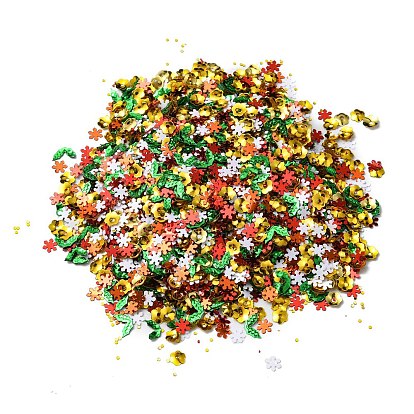 Christmas Theme Plastic Sequins Beads, Sewing Craft Decoration, Flower/Snowflake/Holly Leaf