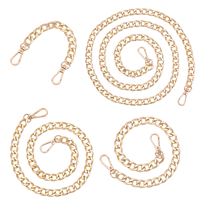 8 Strand 4 Style Bag Strap Chains, with Aluminum Curb Link Chains and Alloy Swivel Clasps