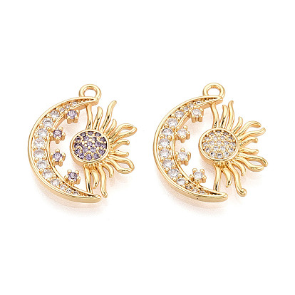 Кулон из циркония, луна и солнце, без никеля , реальный 18 k позолоченный