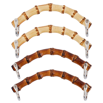 4Pcs Wooden Bag Handles, with Metal Clasps, for DIY Craft Sewing, Purse Bag Making