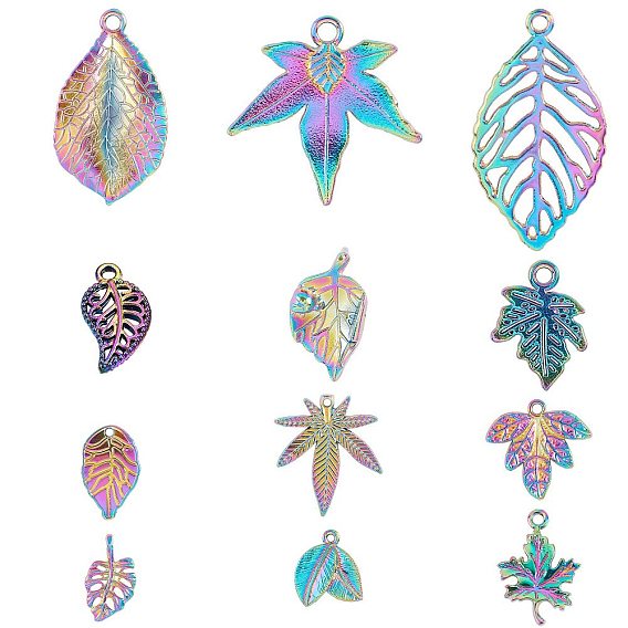 24Pcs 12 Style Alloy Pendants, Cadmium Free & Lead Free, Mixed Shape