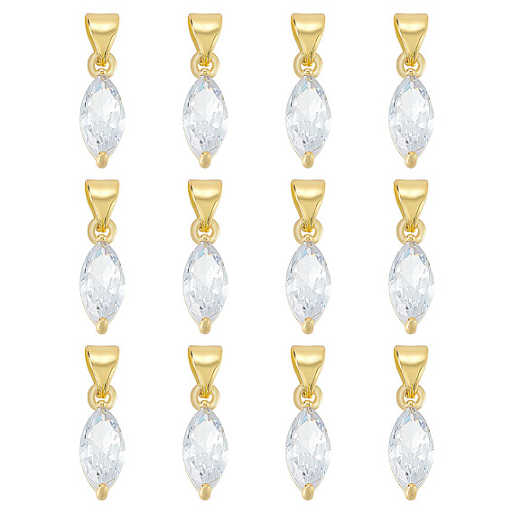 12Шармы из латуни с кубическим цирконием, без кадмия и без свинца, реальный 18 k позолоченный, долговечный, очарование листа