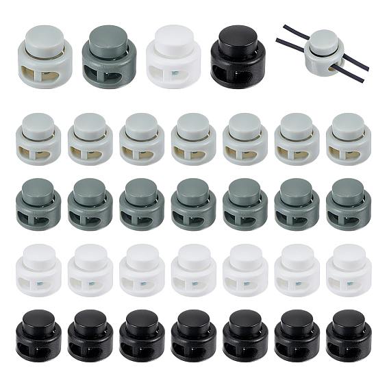 40 шт. 4 цвета пластиковые замки для шнура, плоско-круглые