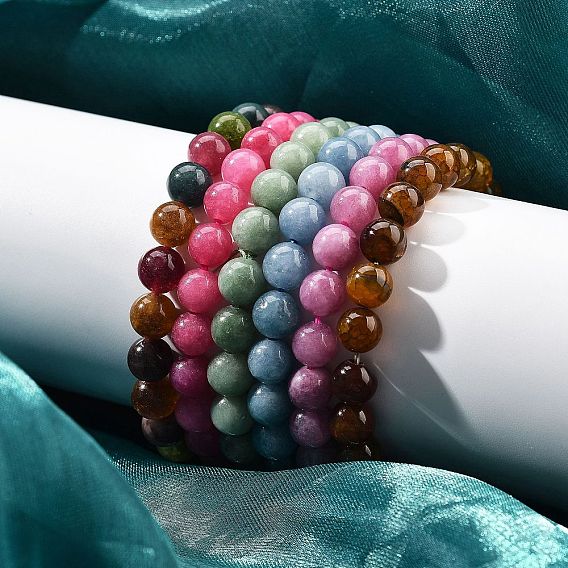 Браслеты из натурального окрашенного и нагретого халцедона с бусинами для женщин и мужчин