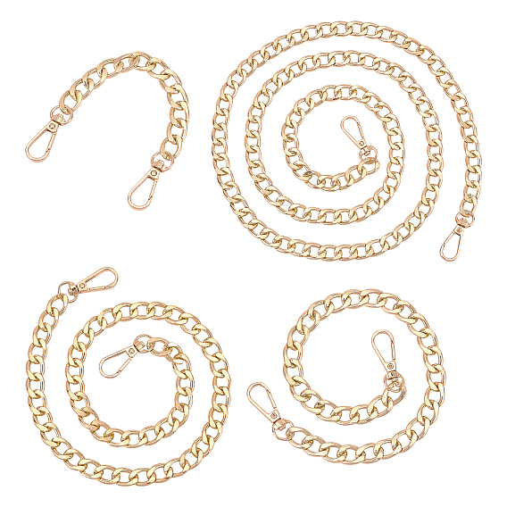 8 Strand 4 Style Bag Strap Chains, with Aluminum Curb Link Chains and Alloy Swivel Clasps