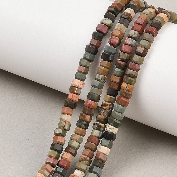 Натуральная полихромная яшма/камень Пикассо/нити бус из яшмы Пикассо, граненые, шестиугольник