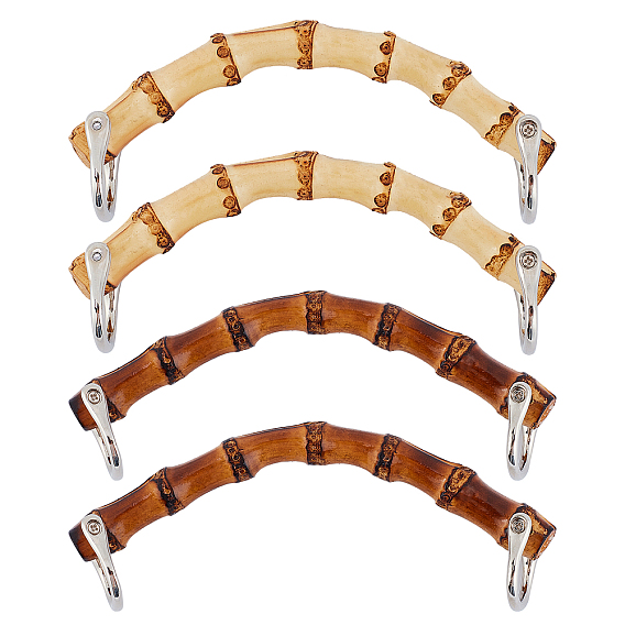 4Pcs Wooden Bag Handles, with Metal Clasps, for DIY Craft Sewing, Purse Bag Making