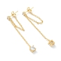 Brass Micro Pave Clear Cubic Zirconia Cable Chain Tassel Earrings, Long-Lasting Plated