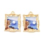 Подвески из эмали и сплава, с ABS имитации жемчуга, без кадмия, без никеля и без свинца, стойки покрытие, прямоугольник с океанским шармом, золотые