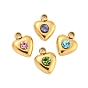 304 подвески из нержавеющей стали, со стразами, сердце прелести, реальный 14 k позолоченный