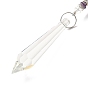 Amethyst Pendant Decoration, Hanging Suncatcher, with Stainless Steel Rings and Hexagon Alloy Frame, Bullet Shape