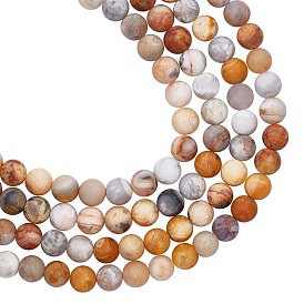Brins de perles rondes en agate folle naturelle givrée arricraft