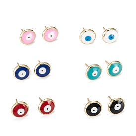 Evil Eye Enamel Stud Earrings for Girl Women, Lead Free & Nickel Free & Cadmium Free, Real 18K Gold Plated Brass Enamel Earrings