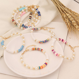 Bracelet de perles en argile douce style bohème pour femme - bs