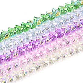 Гальваническое покрытие, прозрачные стеклянные бусины, нити, дельфин, с половиным покрытием