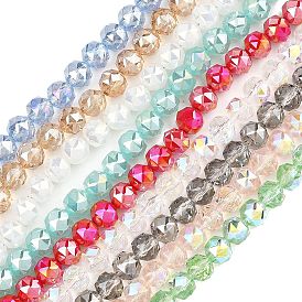 Гальванические непрозрачные стеклянные бусины, рондель, граненые